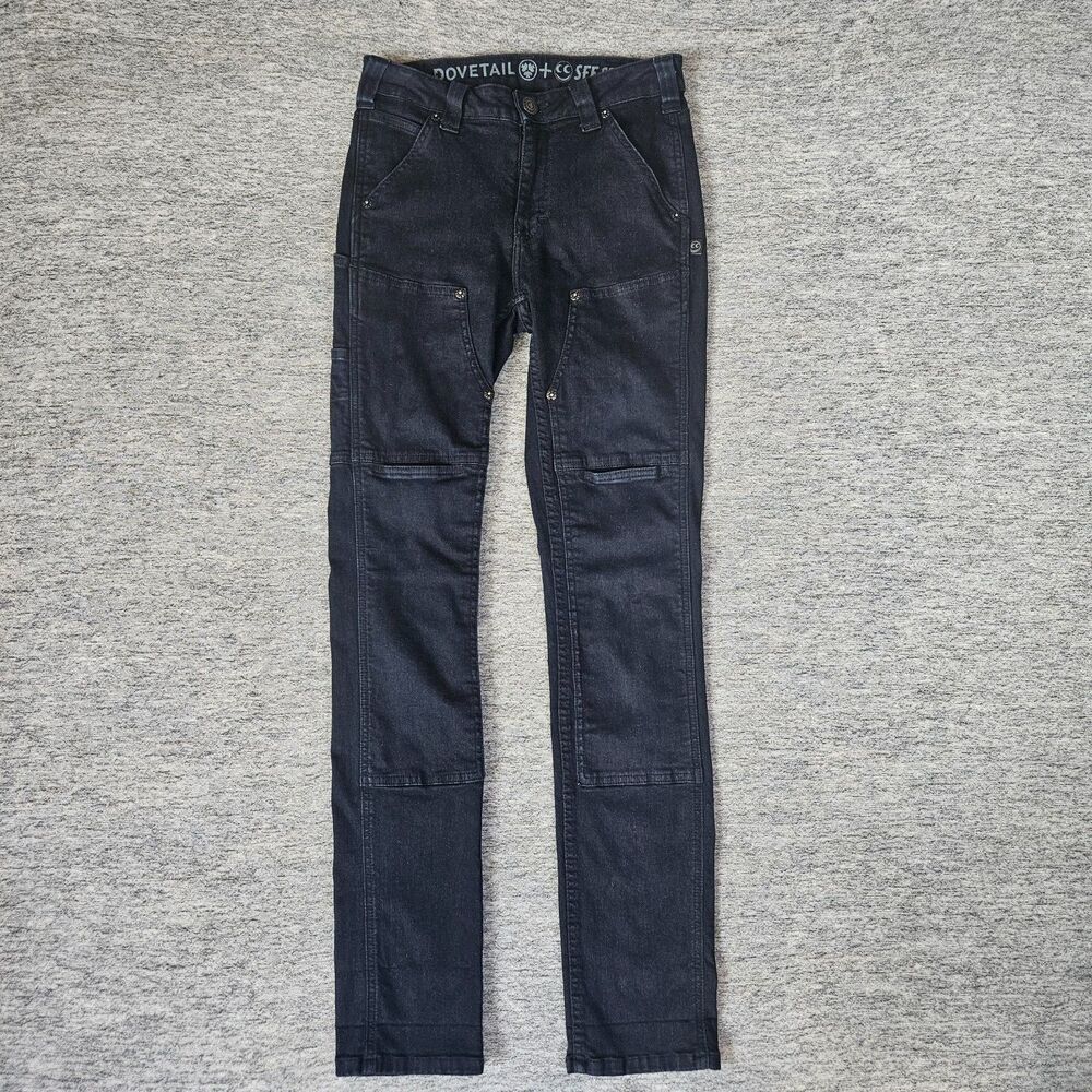 Dovetail x See See Motorcycles Effie Moto Pants Black Double Knees Sz 4 (27x31)